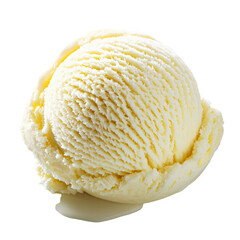 Creamy vanilla ice cream scoop melting, isolated, dessert, food photography, studio