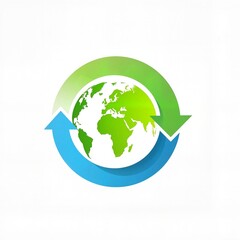 Green Globe with Recycling Symbol Arrows Representing Environmental Sustainability and Nature Care