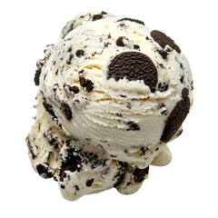 Cookies-and-cream ice cream scoop, studio shot, white background, dessert menu