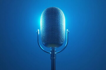 Microphone voice speaker in business seminar, speech presentation, town hall meeting, lecture hall or conference room in corporate or community event for host or townhall public hearing, Generative AI