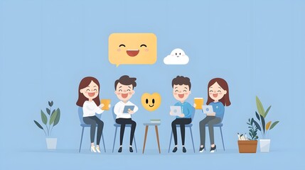 Cheerful and Engaged Workplace Team Collaborating and Discussing During a Company Performance Review Session in a Modern Office Environment