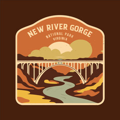 A colorful poster of New River Gorge National Park