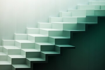Fototapeta premium Abstract Green Staircase Ascending