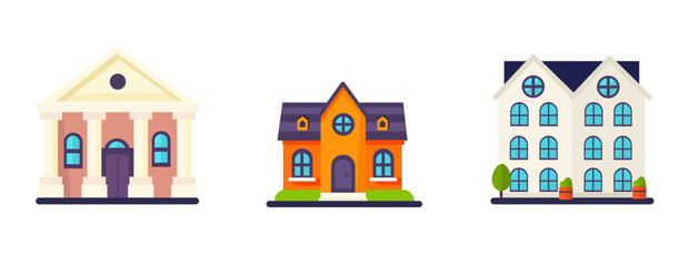 set of icons building architecture