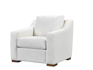 White leather armchair sofa cushion + clipping path. 
The chair is isolated on a White background.