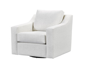 White leather armchair sofa cushion + clipping path. 
The chair is isolated on a White background.