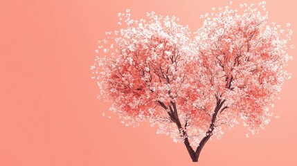 Tree in the shape of a heart for Valentine's Day background.