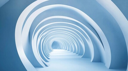 Obraz premium Abstract blue tunnel architecture, futuristic design, background, interior design, website banner