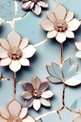Obraz premium 3D metallic flowers on a textured background