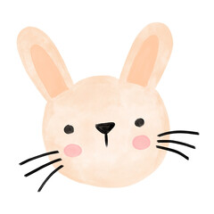 Cute head of easter rabbit bunny spring season pastel color watercolor crayon forest animals illustration icon png transparent nursery clipart