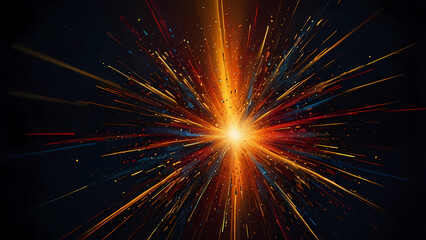 Dynamic Abstract Sparks in Warm Gold and Red Tones