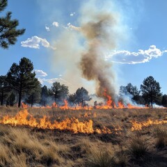 Forest Fire Landscape: A Controlled Burn in a Pine Forest