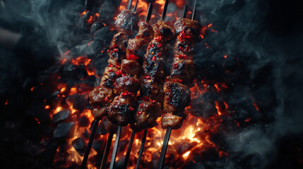 Charcoal grilled spicy skewers