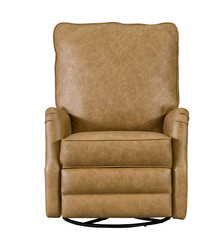 Brown leather armchair sofa cushion + clipping path. 
The chair is isolated on a White background.