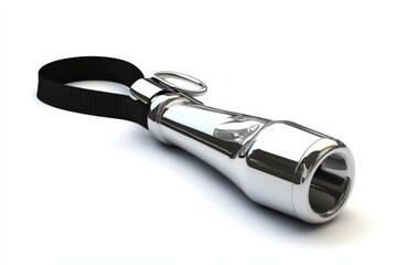 Sleek Metallic Whistle with Black Strap Attachment
