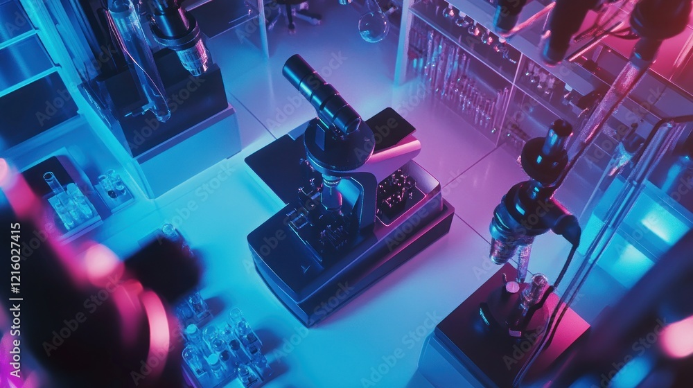 Poster microscope in a laboratory setting
