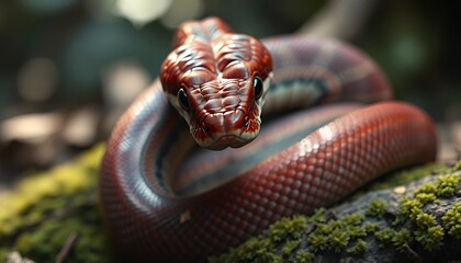 Fototapeta premium Stunning Close-Up of a Red-Colored Snake in its Natural Habitat