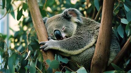 Obraz premium Koala Dreaming: A Peaceful Slumber in the Eucalyptus