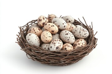 Obraz premium A speckled quail eggs nest of twigs