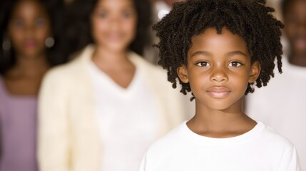 Young Girl Portrait with Blurred Family Background