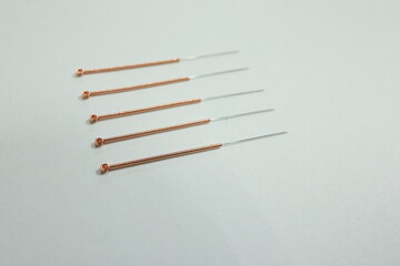 Acupuncture Needles on white background, closeup
