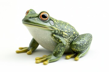 Fototapeta premium Green Frog Posing Against White Background