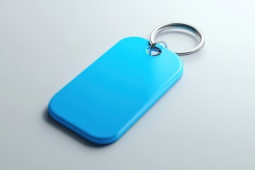 Fototapeta premium A Light Blue Rectangular Keyring With Metal Ring
