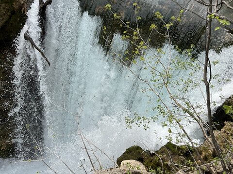 Travertine waterfall in the canyon of the river Krcic (special geomorphological-hydrological reserve Krcic) Croatia - Sedreni slap u kanjonu rječice Krčić (posebni geomorfolo&scaron;ko-hidrolo&scaron;ki rezervat)
