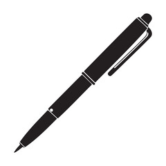 High-Quality Flat Pen Silhouette Black Vector Art on Transparent Background