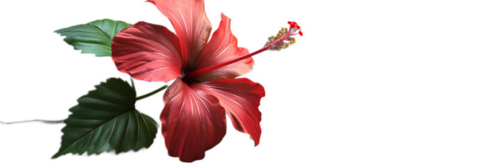 A vibrant red hibiscus flower against a transparent background.
