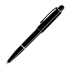 Minimalist Pen Silhouette Flat Black Vector Design on Transparent Background