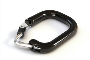 Black and Silver Carabiner Clip Isolated on White