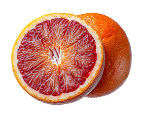 Whole and sliced blood orange png isolated on transparent background