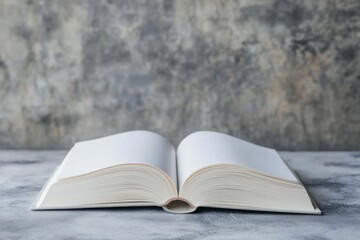 Blank floating white book on gray background mockup, Generative AI