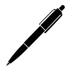 
Flat Vector Black Silhouette of a Pen Isolated on Transparent Background
