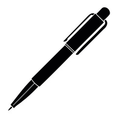 Flat Vector black Silhouette of pen isolated on transparent background