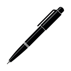 Flat Vector black Silhouette of pen isolated on transparent background