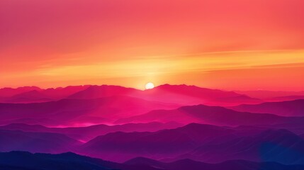 Fototapeta premium Breathtaking Sunset Over Majestic Mountains with Vibrant Colors and Layers of Atmospheric Hues Captivating Nature's Beauty in a Tranquil Landscape