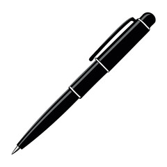 Flat Vector black Silhouette of pen isolated on transparent background