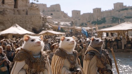 Rodent Royals in Medieval City Setting