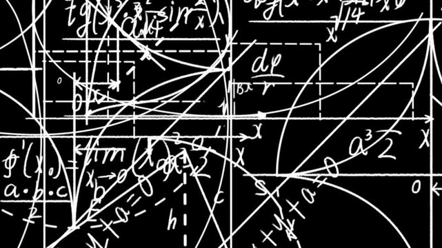 animated theorem line in black background 4k