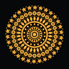 Golden  round mandala design vector illustrator 