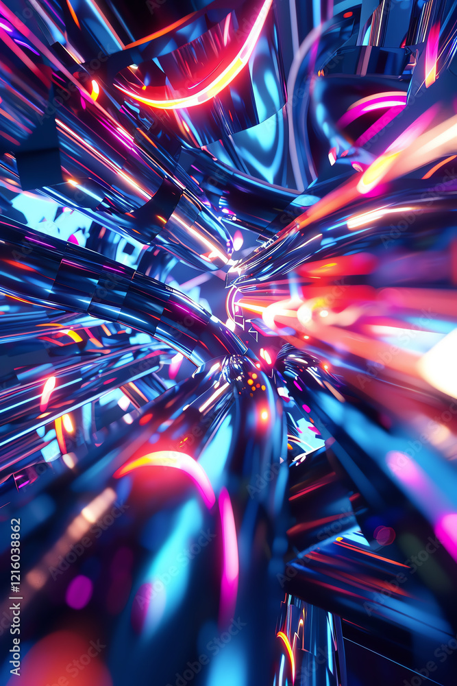 Poster capture the fusion of futuristic technologies and festive celebrations in a dynamic, tilted angle vi