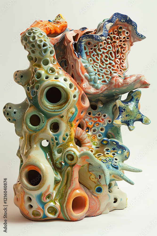 Poster craft a unique interpretation of culinary abstracts with a clay sculpture using a wide-angle view, b