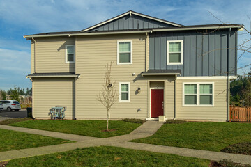 Row of houses in Tehaleh Washington state;