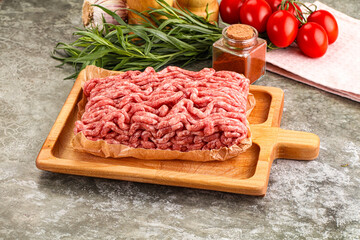 Raw uncooked red minced meat