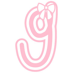 Fototapeta premium Cute pink number set