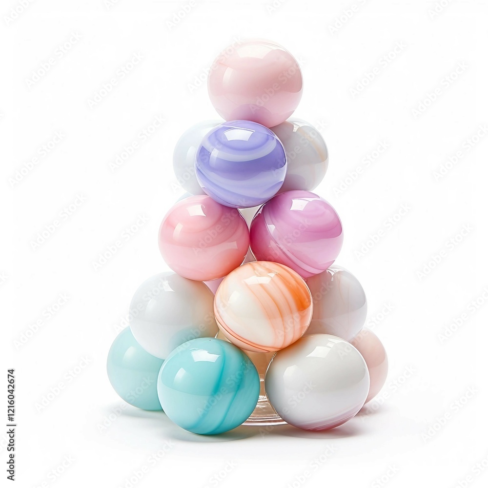 Canvas Prints  pile of pastel marbles isolated on a white background 