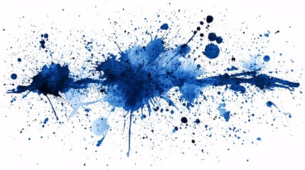 Abstract blue watercolor splashes on a minimalist white background