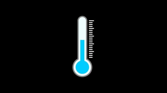 Thermometer Temperature Animation Increase and Decrease Clinic and Weather Alpha Channel. 4K Resolution.